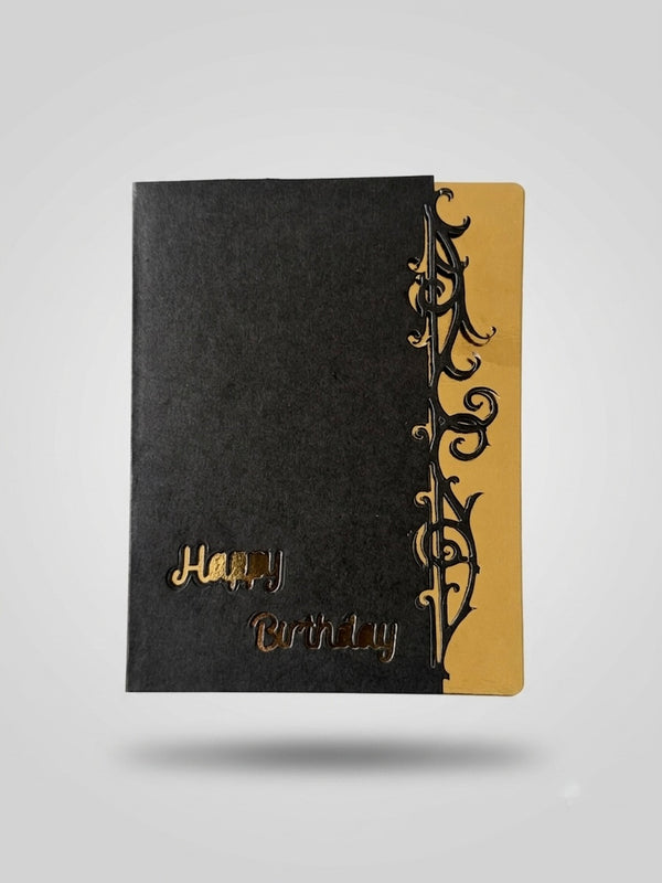 Simple Black and gold Birthday card cover