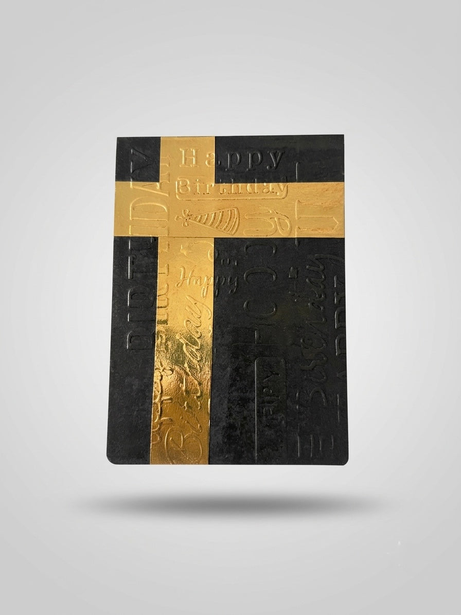 Bold Birthday — Embossed Black & Gold Card